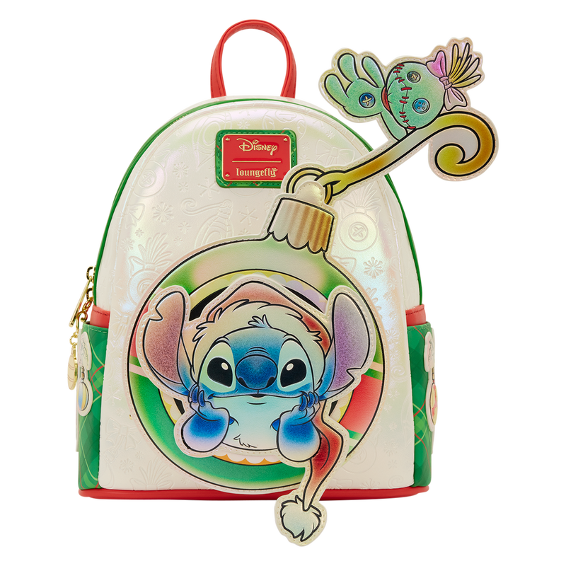 Loungefly 2025 Stitch & Scrump Iridescent Holiday Ornament Mini Backpack