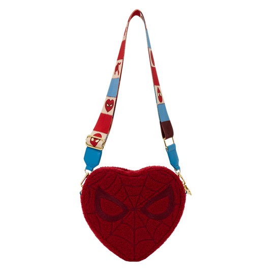 Loungefly 2025 Spider-Man Sherpa Heart Shaped Crossbody Bag