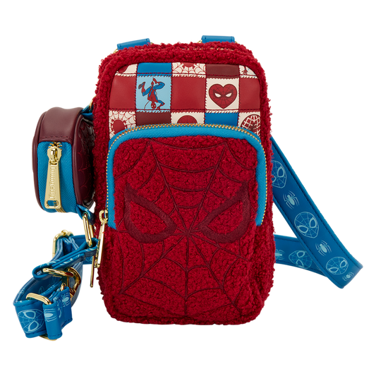 Loungefly 2025 Spider-Man Sherpa Cell Phone Crossbody Bag with Coin Bag