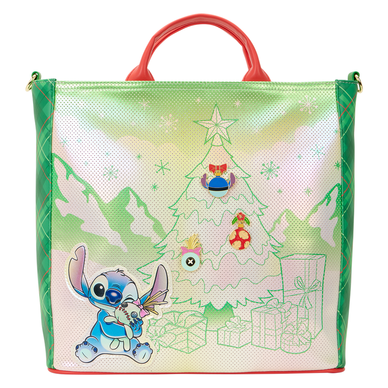 Loungefly 2025 lilo& Stitch Holiday Tote Pin Trader Crossbody Bag