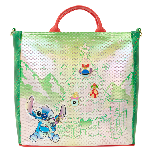 Loungefly 2025 lilo& Stitch Holiday Tote Pin Trader Crossbody Bag