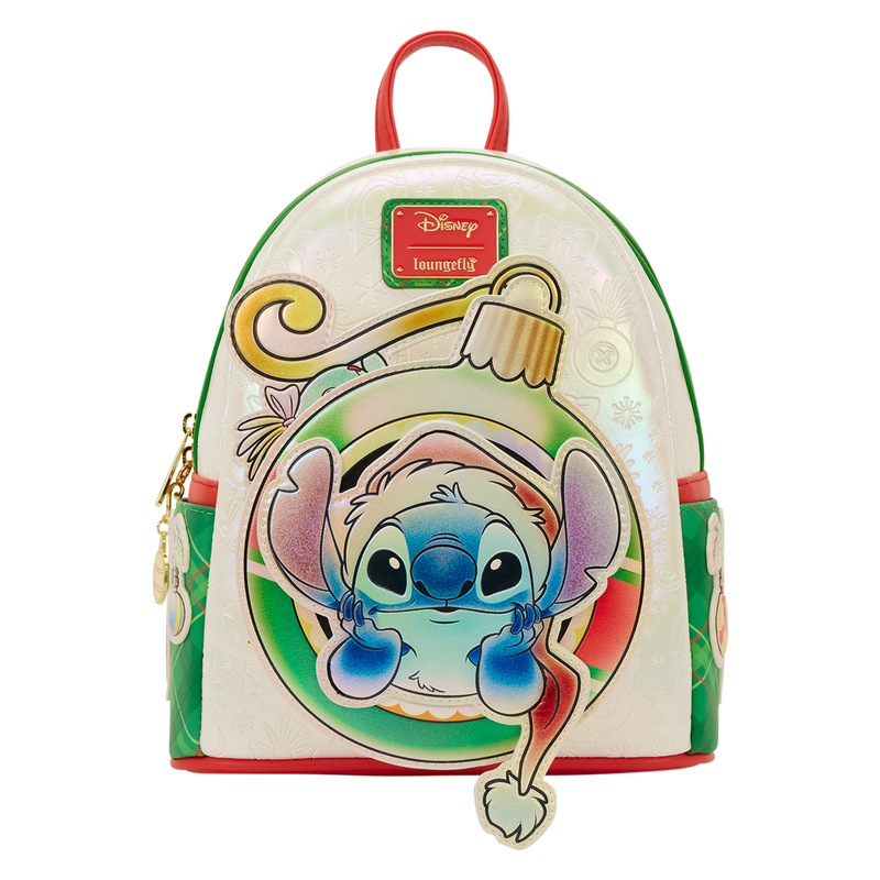 Loungefly 2025 Stitch & Scrump Iridescent Holiday Ornament Mini Backpack