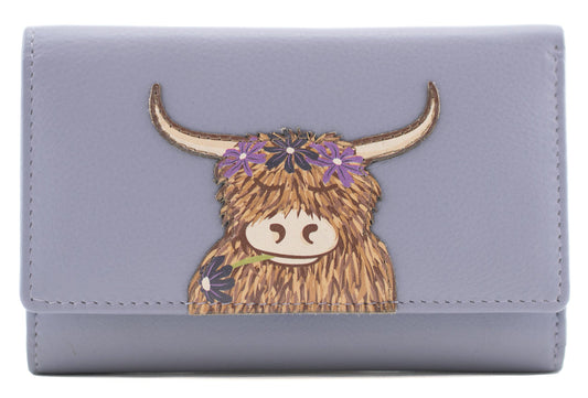 Mala Bella lavender tri fold purse