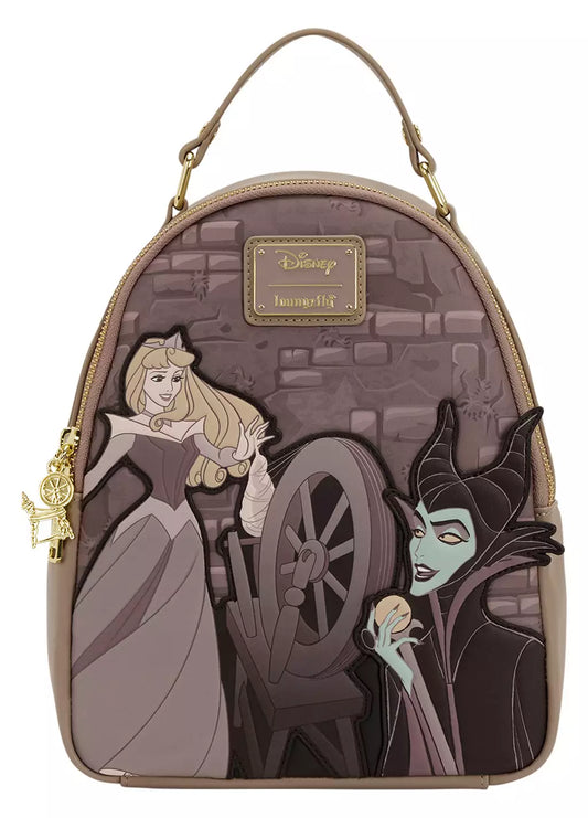 Loungefly 2026 sleeping beauty spinning wheel backpack new in