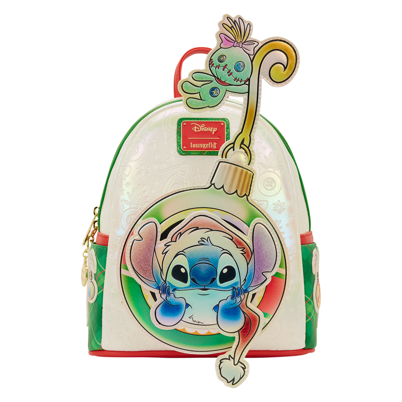 Loungefly 2025 Stitch & Scrump Iridescent Holiday Ornament Mini Backpack