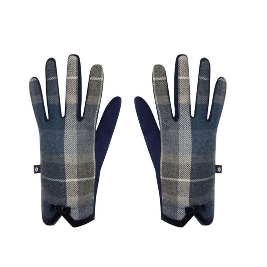 Earth squared tweed gloves blue