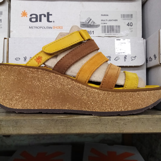 art parma style Wedge corn 1861 multi leather now £25 size 3,6.5 sale