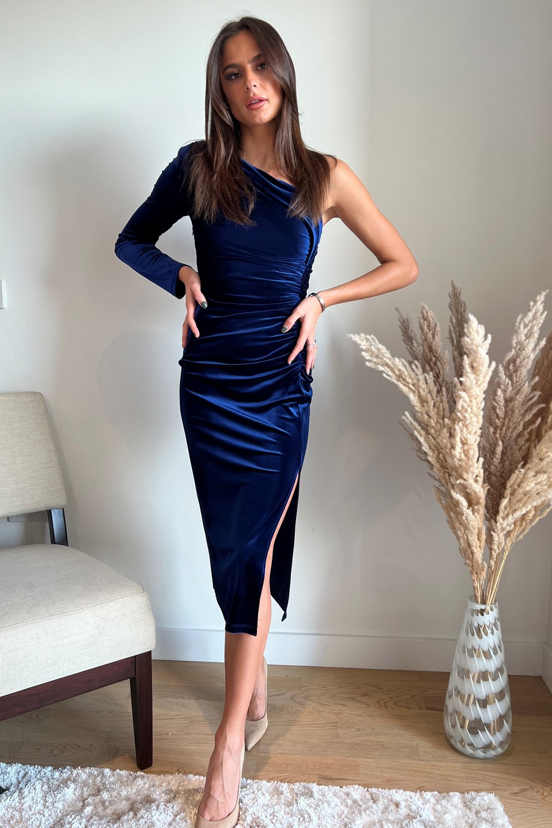 velvet blue dress new in uk post included sale