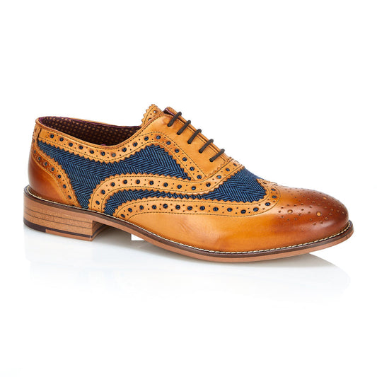 london brouges Gents discounted footwear gatsby tan/blue tweed new in were £89.99 now £60 sale
