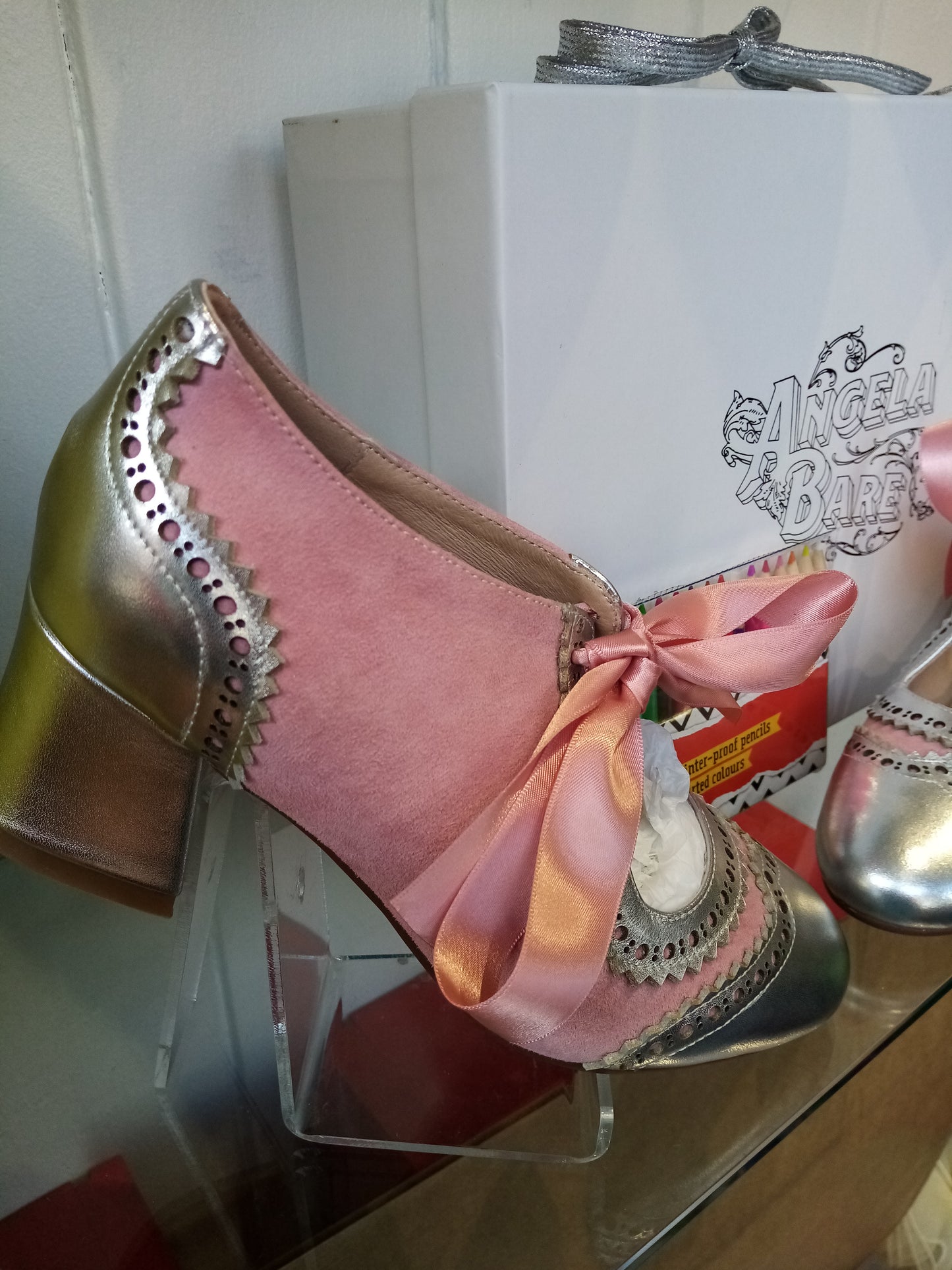 angela bare ladies shoe bespoke design Counserletta Pink sale £55