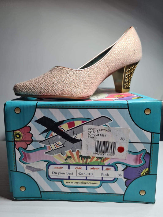 Poetic licence/irregular-choice do your best pink ex display sale £20 uk 3 no returns